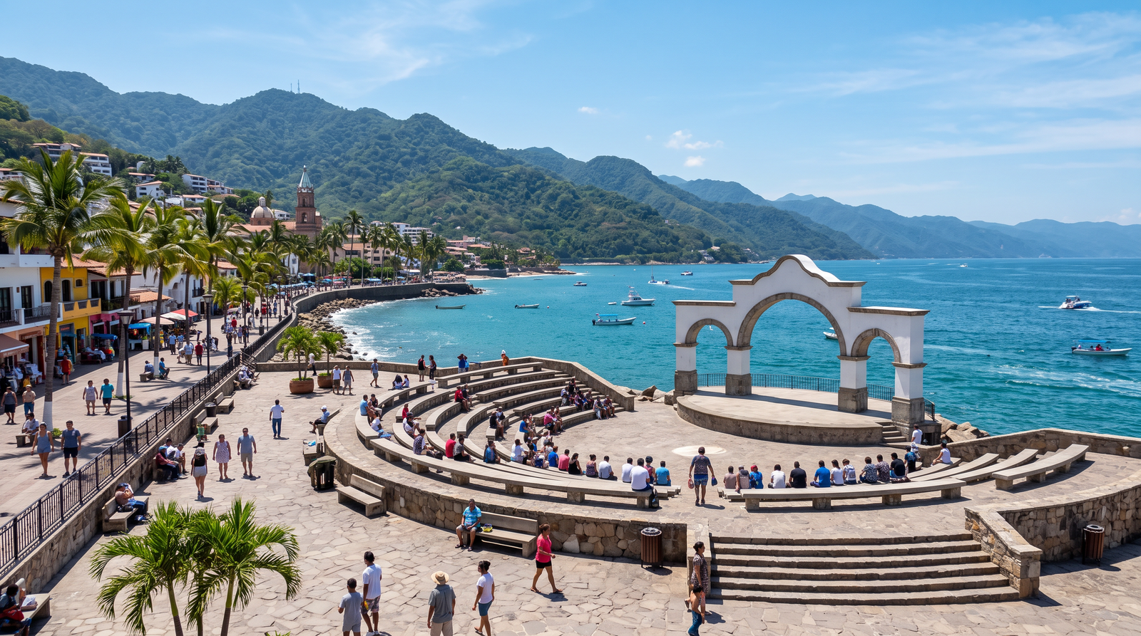 Malecón de Puerto Vallarta, corredor central del transporte urbano