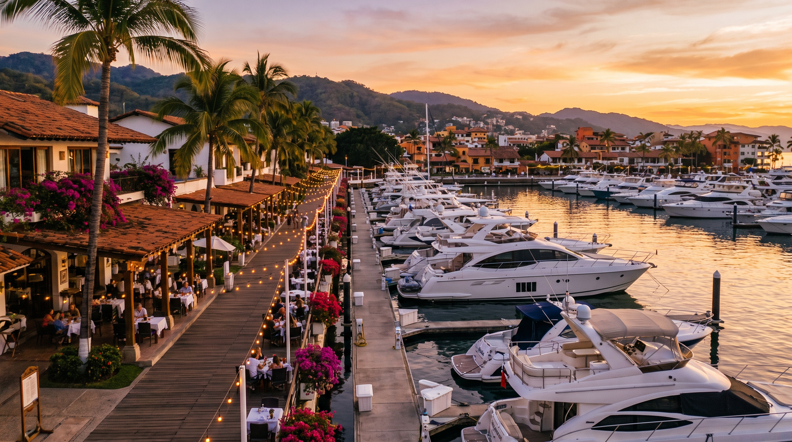 Vista de Marina Vallarta con condominios y yates en Puerto Vallarta