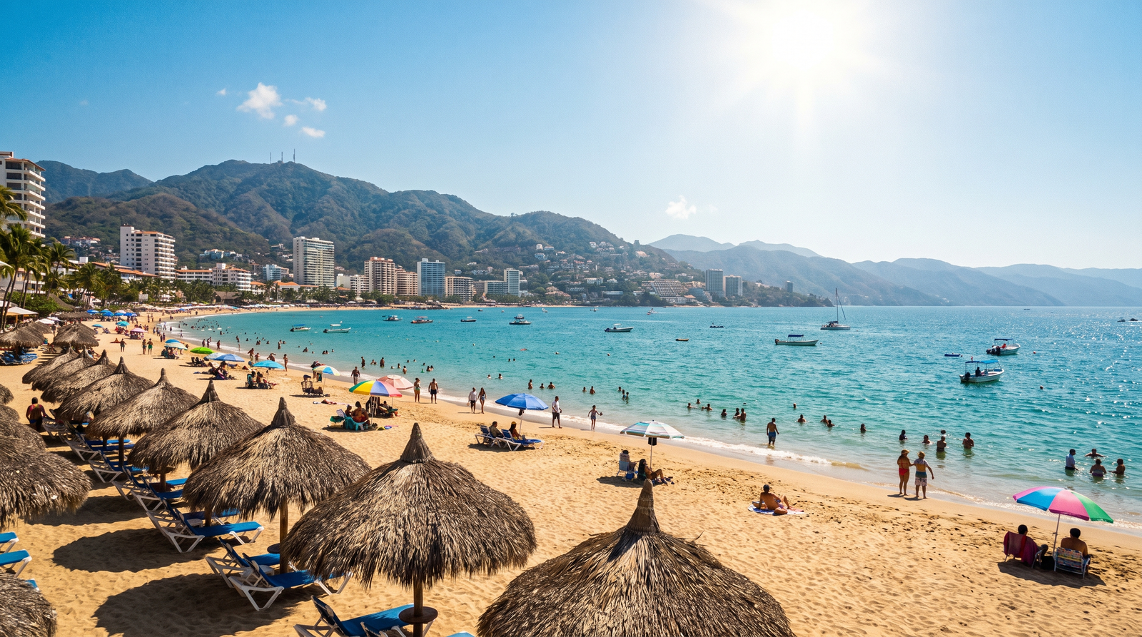 Playa tranquila y de arena plana ideal para familias en Puerto Vallarta